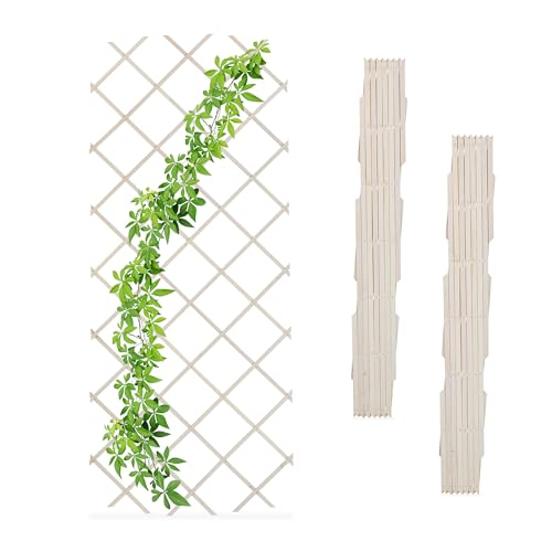 Relaxdays Rankgitter ausziehbar, 3er Set, Rankhilfe Kletterpflanzen, 180x90 cm, Garten, Balkon, Terrasse, Holz, weiß