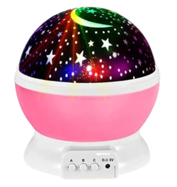 KD Star Night Light Projector, Star Master, 12 Color Changing Modes with USB Cable, Rotating Moon and Star Projector, for Bedroom, Sleepover Party Décor, Birthday Gift (Pink)
