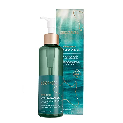 Biossance 100% Squalane Oil. Pure, Vegan Facial and Body Squalane Oil Derived from Sugarcane. Weightless and Fast Absorbing Hydration. Limited Edition Jumbo Size with Shark Design (6.7 ounces)