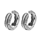 JewelryWe Pendientes Hombre de Clip de Pluma: Pendientes Vintage, Sin Perforacion, Acero Inoxidable, Estilo Punk Rock,Regalo