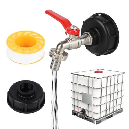 IBC Outlet tap IBC Tank Fittings 1000L Water Tank tap Valve with 1/2 inch Connection Adapter for S60x6 Water Storage Tank Tap Garden (Thread)