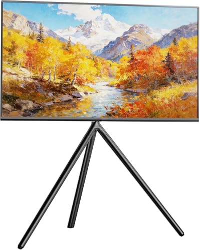 Pegzone Minimalist Easel TV Stand for 45-65 inch Screen up to 88 lbs Swivel and Height Adjustable Tripod Stand for Insignia Samsung Roku TVs VESA Required Max 400 * 400 mm Black