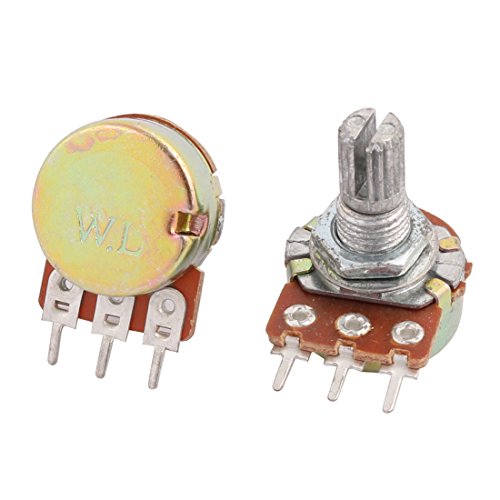 Image of Sourcingmap A14010300ux0175 2 Piece B50K 50K Ohm 3 Terminal Single Linear Rotary Taper Potentiometer, 0.63" Width, 0.98" Length Zinc Plating