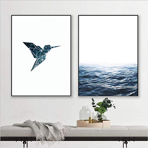 Cuadro en lienzo de olas del mar: añade luz a tu hogar con este arte marino de 50x70cm