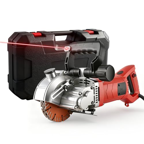 Rozadora Pared 4800W Profundidad 42mm Máquina de Ranurado para Hormigón y Ladrillo Incluye 5 Hojas de Ø125mm 6500 Rpm Bomba de Agua y Maletín Profesional