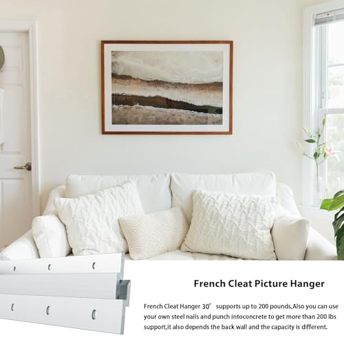Image of French Cleat Heavy Duty, Aluminum French Cleat, Headboard Wall Mounting Brackets with Screws, Heavy Mirror Mounting Hardware (30 Inch-2 Pairs, Support 200 lbs)