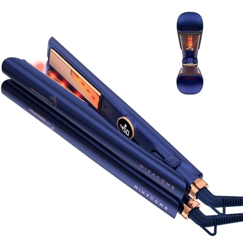 Titanium Flat Iron Hair Straightener | MIRACOMB Professional Straightening Iron Styler with Infrared Light for Straight and Smooth Styles|1
