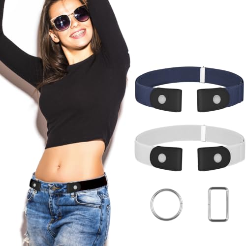 Image of 【4 Pcs】No Buckle Stretch Belt for Women and Men Elastic Waist Belt Invisible Belts for Jeans Pants