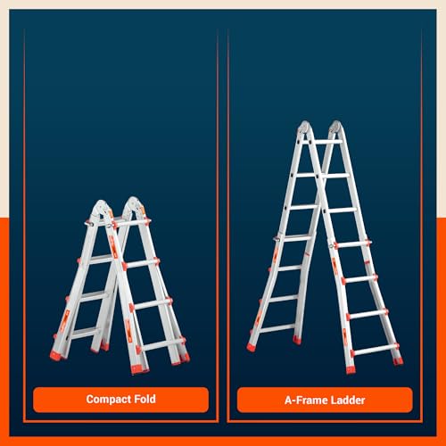 Image of Bathla X-Tend Apex 12.8Ft Heavy Duty Aluminium Extension Ladder | 150 kg Capacity | Anti-Slip | Multipurpose A-Frame Folding Ladder | Extendable to 3.9 m| for Home, Stairs, Indoor, Outdoor & Roof Use