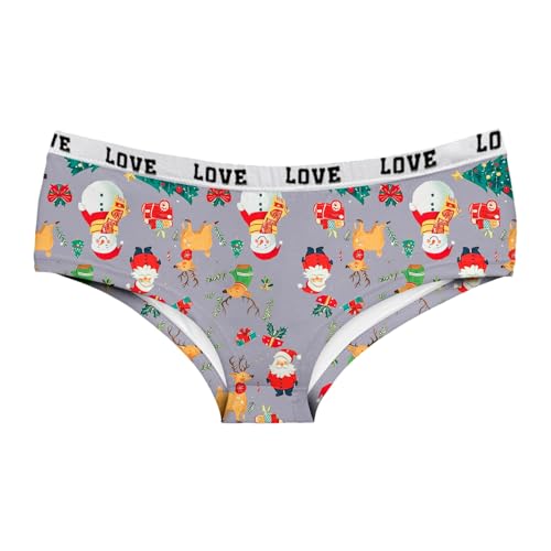 Bragas Festivas Femeninas de Encaje y Transpirable con Diseño Temático Navideño para Regalos (Light Gray, XL) #4739