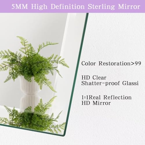 Doimusim B0DHRV62NG Frameless Mirror,Bathroom Vanity Mirrors For Over Sink,Rectangle Wall-Mounted Beveled Polished Edge Mirrors,Apply To Living Room,Bedroom,Right Angle Bathroom Entryway Mirror 16 Inch*24 Inch thumb #2