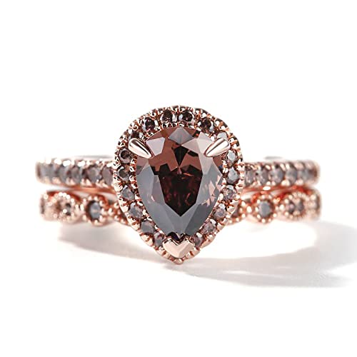 Jeulia Halo Milgrain Pear Cut Sterling Silver Ring Set Anniversary Promise Engagement Ring for Women With Gift Jewelry Box