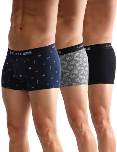 Image of U.S. Polo ASSN. Mens OET14 Anti Microbial Printed Underwear Trunks - Pack of 3