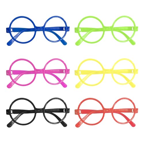 arrderly 6 Gafas Falsas para Niños, Gafas Redondas, Gafas Únicas, Gafas de Moda, Gafas para Niños sin Graduación, Perfectas para Fiestas y Fiestas de Cumpleaños