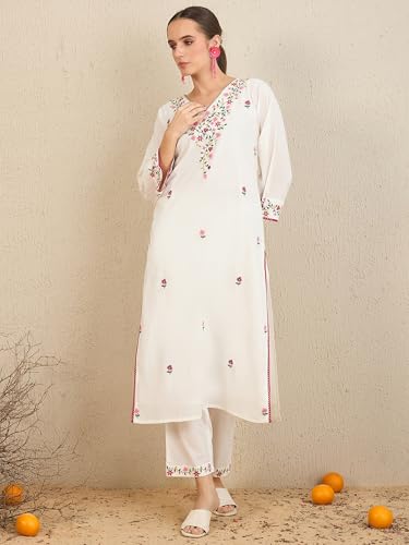 Image of INDO ERA Women Pure Cotton Kurta Set with Dupatta | Festive Suit Set, 6720