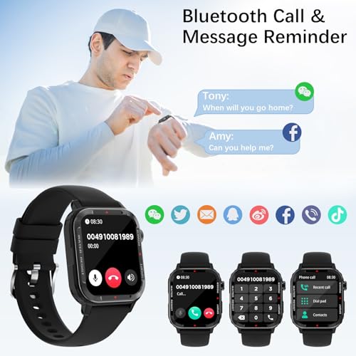 Image of Smart Watches for Men (Answer /Make Call), Fitness Tracker with 123 Sport Modes, Heart Rate Monitor, Spo2, Step Counter, Sleep Tracker, IP68 Waterproof Sports Watch, Fitness Watch for iPhone ＆ Android