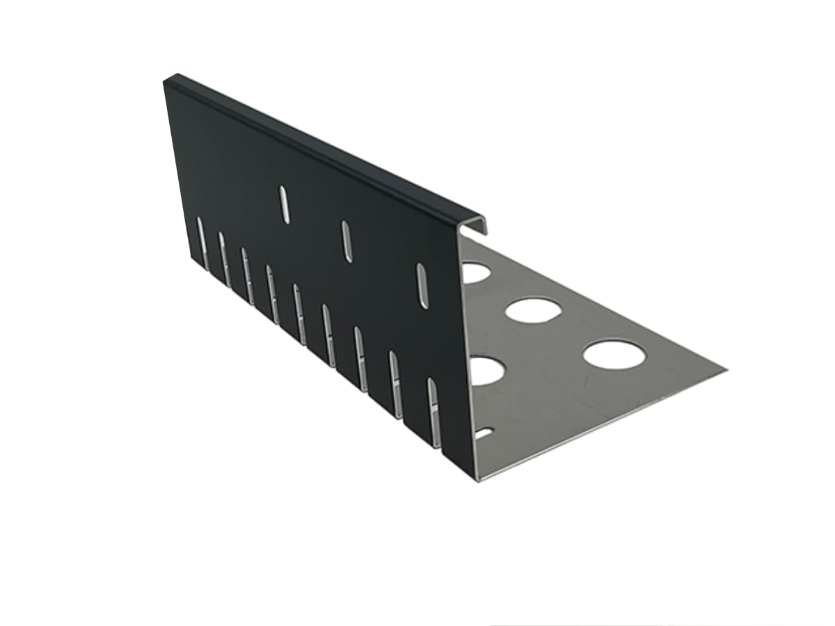 Kiesfangleiste groß - Aluminium anthrazit (ähnl. RAL 7016) Gelocht – 90° gekantet 2000mm Lang (80x140mm)