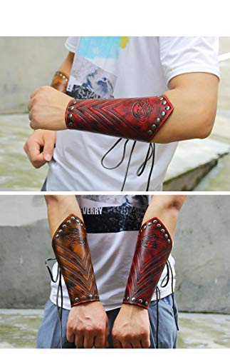 VolksRose Leather Archery Arm Guard, Adjustable Hunting Shooting Arm Guard, Bracers Leather Arm Armor Guard Medieval Rivet Style Armor Costume Traditional Archery Protective Gear, 1 Piece #1