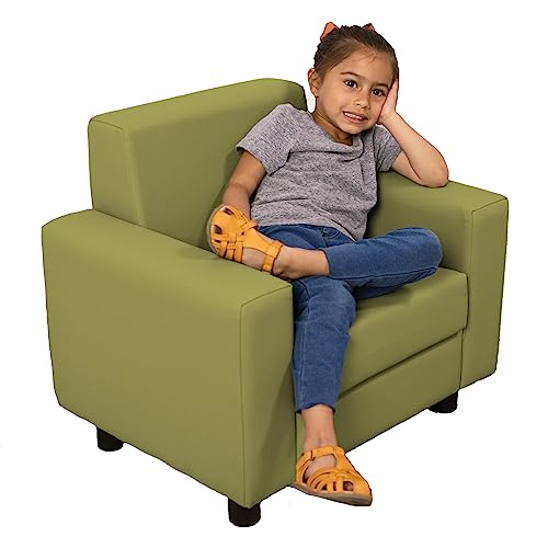 Image of Factory Direct Partners SoftScape Inspired Playtime Classic Reading Chair, Children's Commercial-Grade Upholstered Furniture for Home, Daycare, Preschool, Library Modern Design - Fern Green, 14472-FG