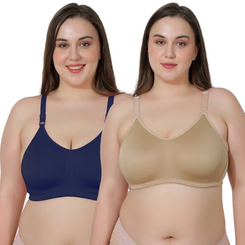 Image of MAROON Cotton Satin Blend Seamless Non Padded Non-Wired Full Coverage Women Minimizer Bra