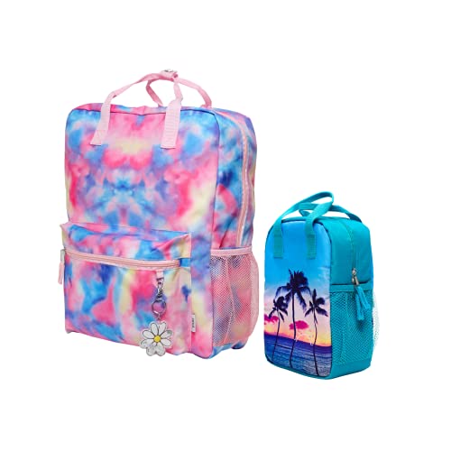 Yoobi Bag Set | Backpack & Lunchbag Palm Tree & Tie Dye | Durable 600D Material | PVC Free | Great Gift Idea
