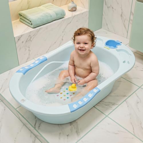 Image of Baybee Dolphin Baby Bath Tub for 0 to 5 Years | Ergonomic Bath Tub for Kids with Non-Slip Base, Quick & Easy Drain | Premium Baby Bather with Soap Holder Bathing Tubs for Boys Girls (Blue)