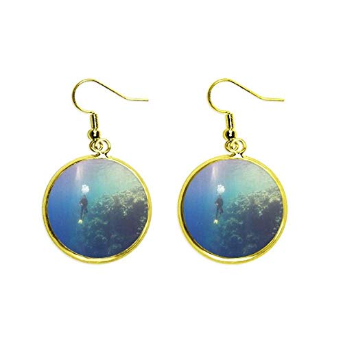 Pendientes de gota dorados agua de mar y luz de buceo para mujer