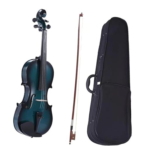 Violín Violín De Tamaño 4-4 Color Azul Oscuro Y Negro De Madera De Tilo Para Principiantes Con Estuche...