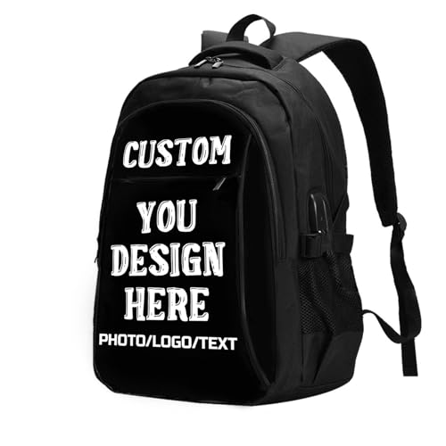 Personalized Backpack for Men Women, Custom Waterproof Laptop Bag with Name, Customized Travel Computer Bag with USB Port 18in
