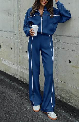 Image of BTFBM Women's Two Piece Tracksuit Fall 2026 Long Sleeve Zip Up Sweatshirt Long Pants Outfits Jogger Sweatsuit Sets