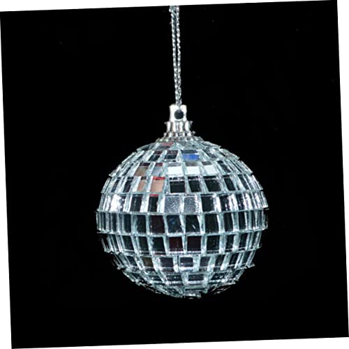 IMIKEYA - Bola espejada plateada para discoteca, 2 unidades, decoración para fiestas, bodas, festivales, eventos de música bailable y adornos para árbol de Navidad miniatura 2
