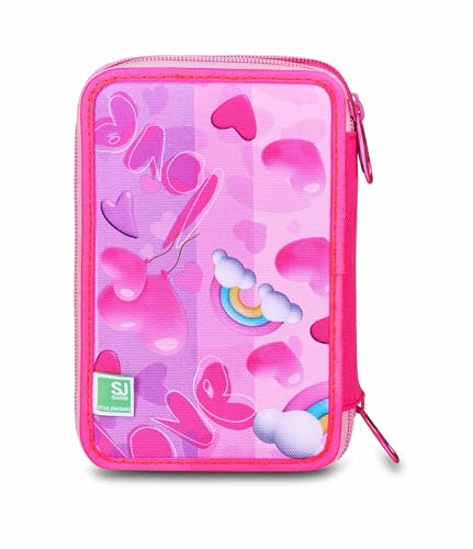 Sj Gang Style Jam Gang Astuccio Scuola 3 Zip, Fucsia, Portapenne Triplo Scomparto Completo Di Penne, Matite, Colori, Accessori Zaino, Scuola Elementare, Bambina - 7