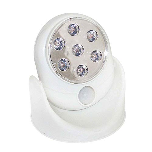 Trimming Shop 1 lampe blanche à 7 LED, à piles avec détecteur de mouvement sans fil pour jardin, intérieur, extérieur, terrasse et abri de jardin, 12,5 cm