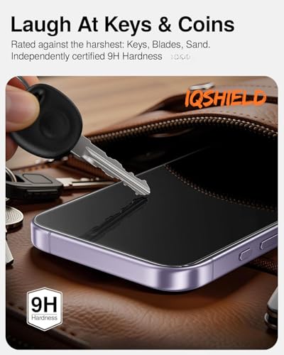 Image of IQShield My-View Privacy Screen Protector Tempered Glass Guard for iPhone 17 and iPhone 16 Pro, 9H Hardness, 2-Way Anti-Spy, Case Friendly [1 Pack]