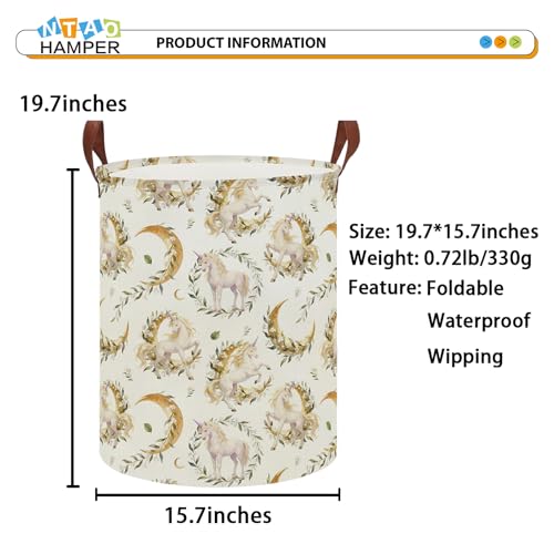 Image of Lindo Dreamy Unicorn Laundry Hamper, Laundry Basket, Baby Nursery Hamper, Waterproof Storage Bin, Clothes Organizer Basket, Room Decor (Moonlight Unicorn)