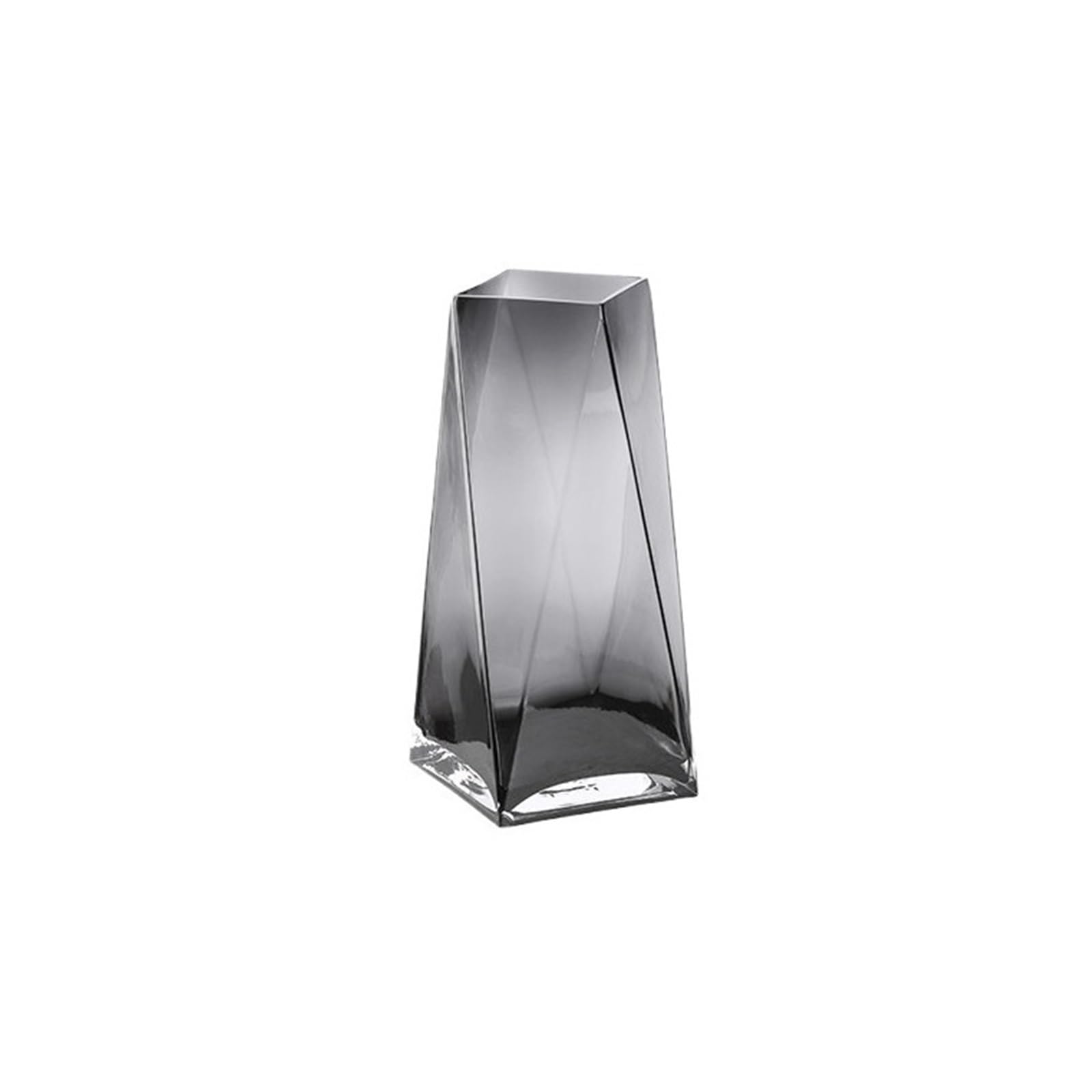 Modern Gray Geometric Glass Vase Minimalist Table Centerpiece for Home Decor Bouquet(Small)