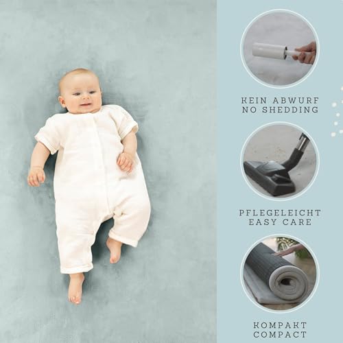 Image of Hakuna Matte CloudSoft Baby Play Mat for Floor 60 inch x 80 inch Green | Coral Velvet Memory Foam Rug for Crawling & Cozy Play - Non-Slip, Water-Resistant, Easy-CareTummy Time Mat