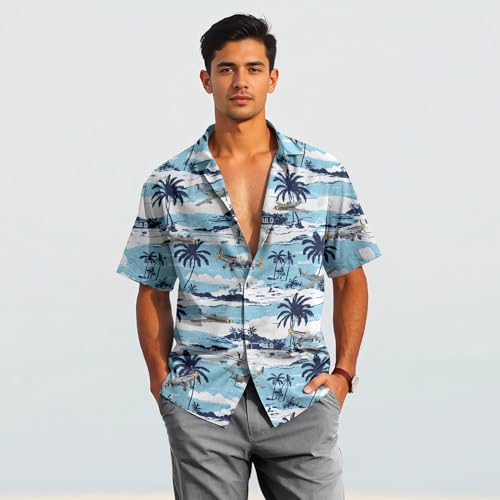 Image of Men's Hawaiian Wrinkle Free Short Sleeve Button Down Funny Tropical Floral Beach Vacation Shirt