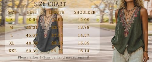 Chvity Mexican Embroidered Tops for Women Summer Floral Sleeveless Boho Tops Casual V Neck Peasant Blouse Loose Tank Tops3