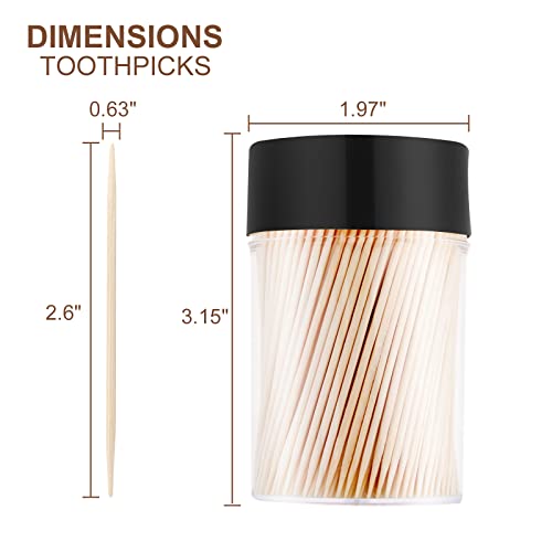 image for TRTRin Bamboo Wooden Toothpicks [3000 Count]-With 2-Pack Reusable Toot