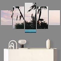SIGNWIN 5 Panel Canvas Wall Art Multicolor Nature Neon Photography Trees Tropical for Home Decorations Ready to Hang - 60