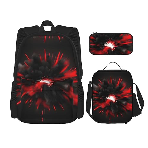 Sacs à dos imprimés rouges et noirs grand volume et trousse assortie