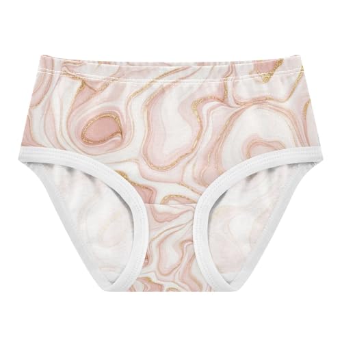 Toddler Briefs, Marble Swirls Gold Girls Cotton Underwear, 2T–8 Years