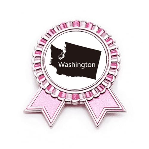 Broche avec carte des États-Unis rose en métal de taille M pour veste