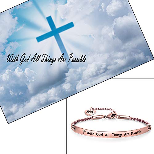 Myospark Religious Jewelry Matthew 19:26 "With God All Things Are Possible Cuff Bracelet,Inspiration Gift For Her (Rose Gold) #TOP5