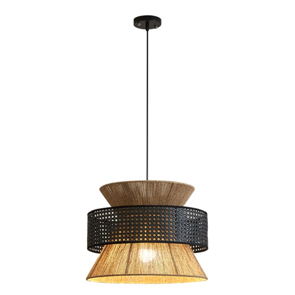 CJSLXGBL Rattan Chandelier Light Fixture, Boho Chandeliers Hand Woven Pendant Light, Chandeliers Dome Lampshade For Dining Room Kitchen Island Bedroom Foyer Hallway