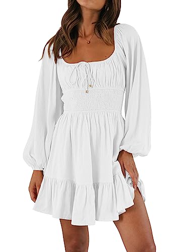 LILLUSORY Women's Long Sleeve Mini Cottagecore Dresses 2025 Fall Outfits Square Neck Casual Flowy Short Dress Fashion
