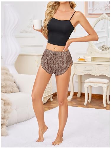 Image of MakeMeChic Women's Pajama Bottoms Floral Print Tie Front Micro Short Side Slit Summer Lounge Shorts