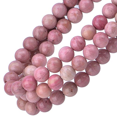 Image of 100Pcs Natural Crystal Beads Stone Gemstone Round Loose Energy Healing Beads with Free Crystal Stretch Cord for Jewelry Making (Rhodochrosite, 6MM)