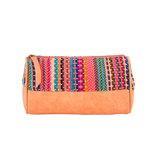 Back Stitch Flat Weave Pouch – Peach